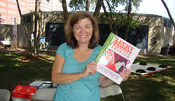 Jennifer DeCristoforo holding the Lucky Bamboo Book of Crafts book.