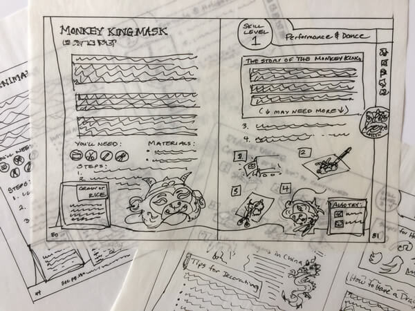 A sample of some of the book's early layout sketches .